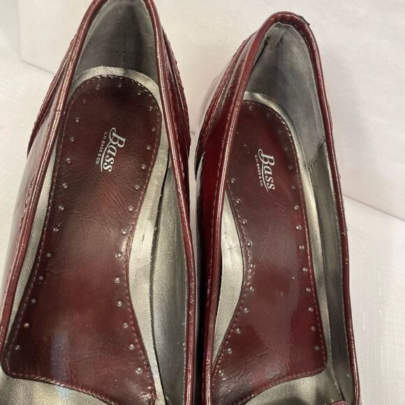 BASS BROWN LEATHER PATTI SLIP ON WITH 3” HEEL SIZE 10 - Picture 3 of 6